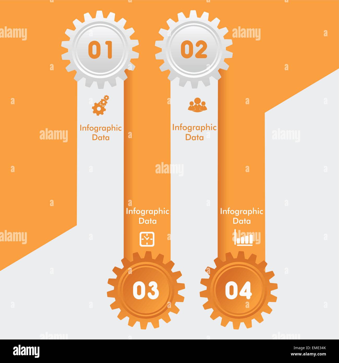 Illustration der bunten Zahnräder Infografiken Optionen banner Stock Vektor