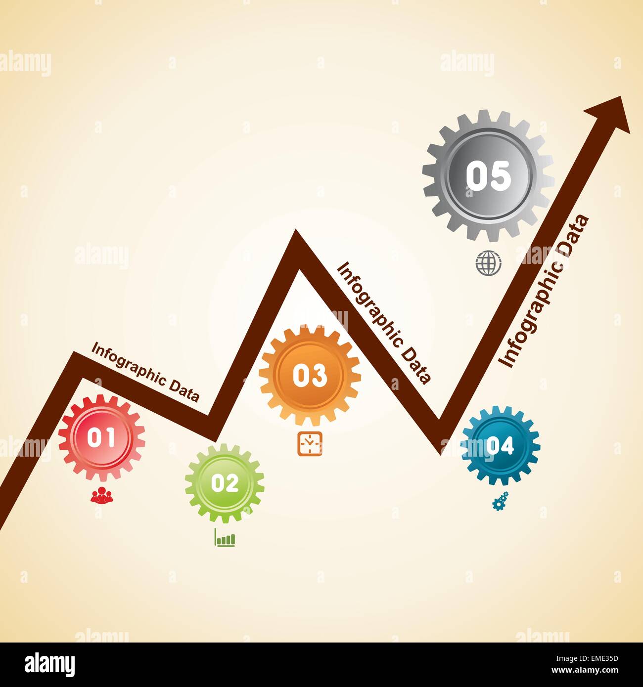 Illustration der bunten Zahnräder Infografiken Optionen banner Stock Vektor