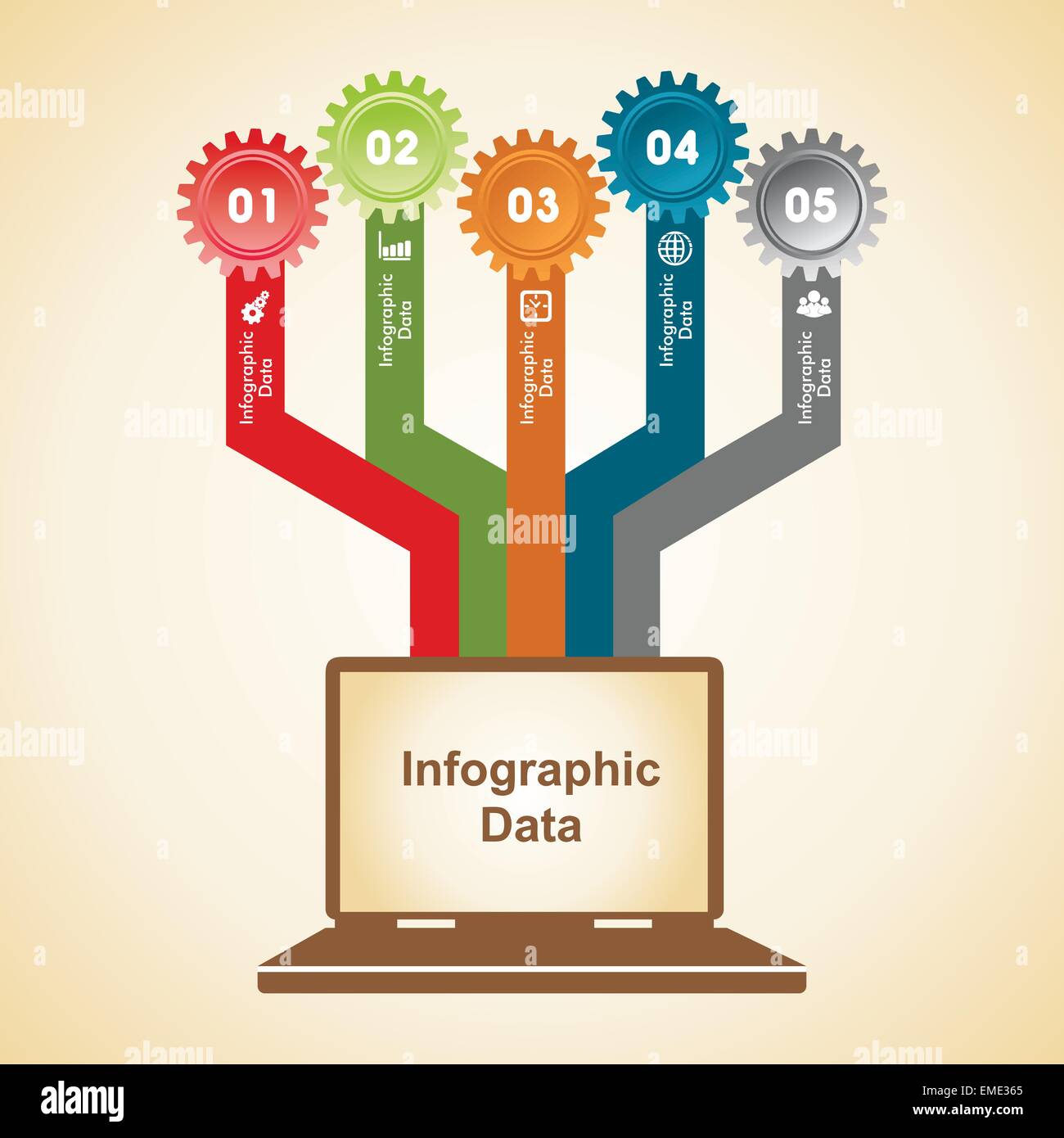 Illustration der bunten Zahnräder Infografiken Optionen banner Stock Vektor