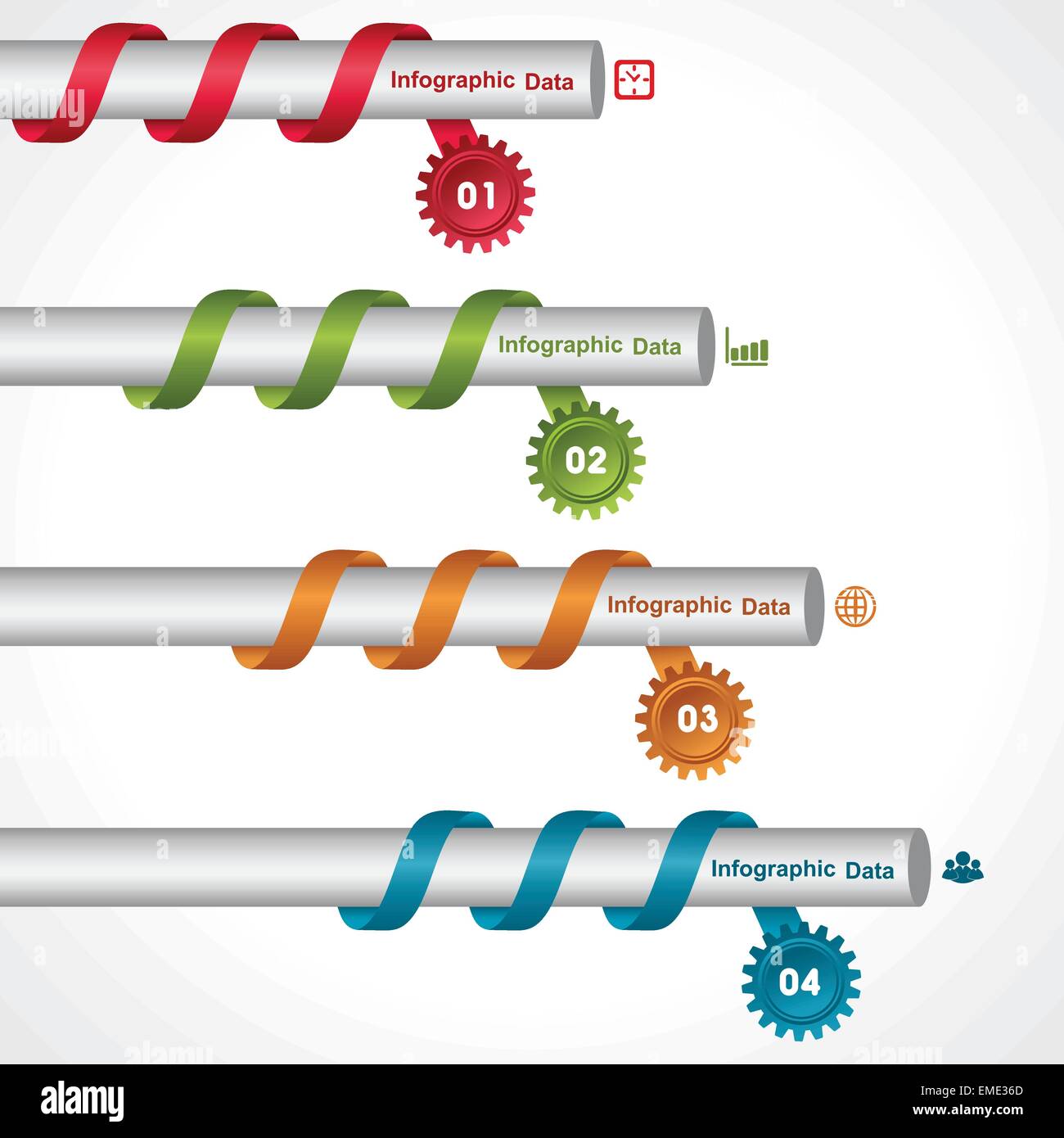 Illustration der bunten Zahnräder Infografiken Optionen banner Stock Vektor