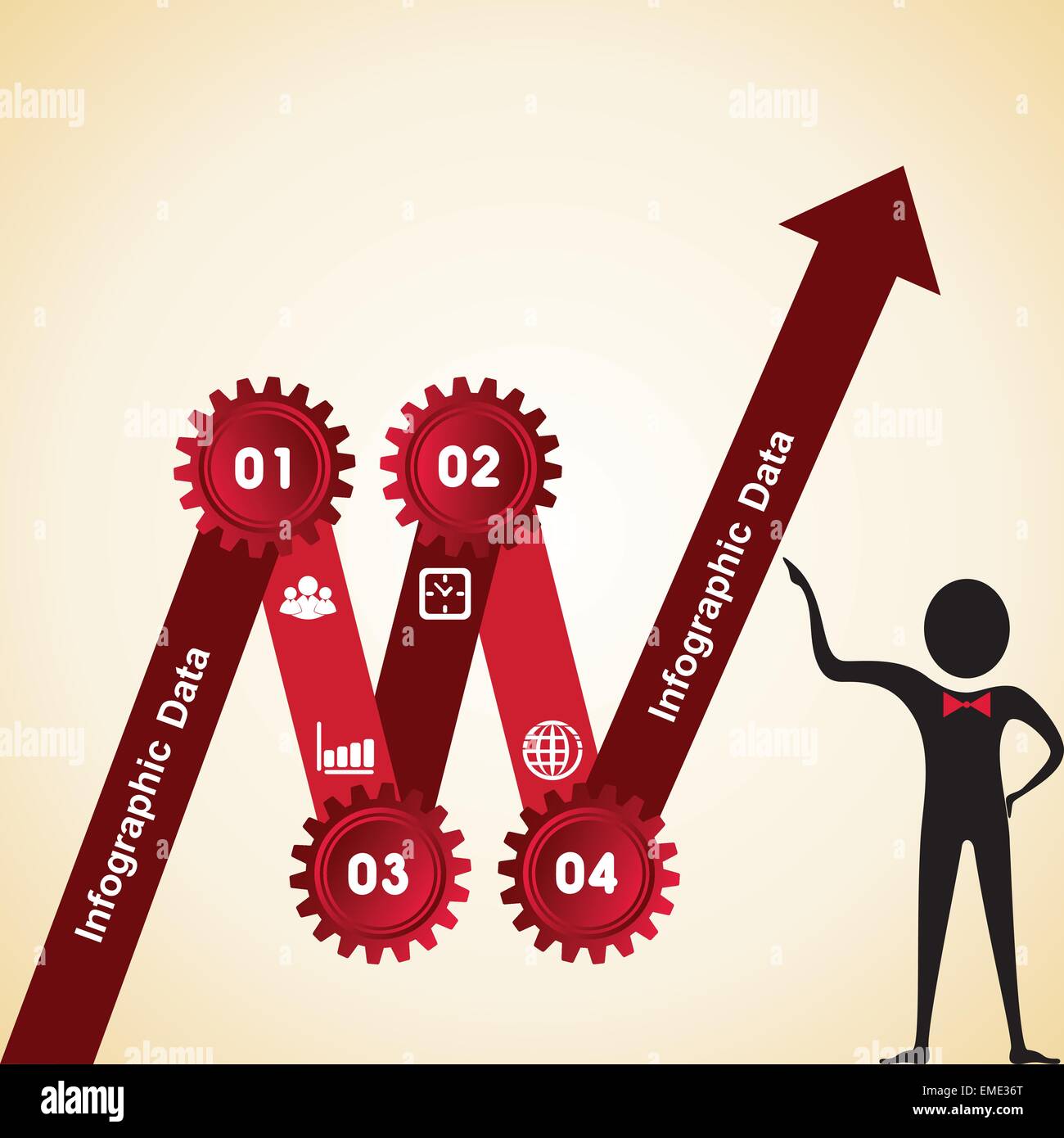 Illustration der bunten Zahnräder Infografiken Optionen banner Stock Vektor