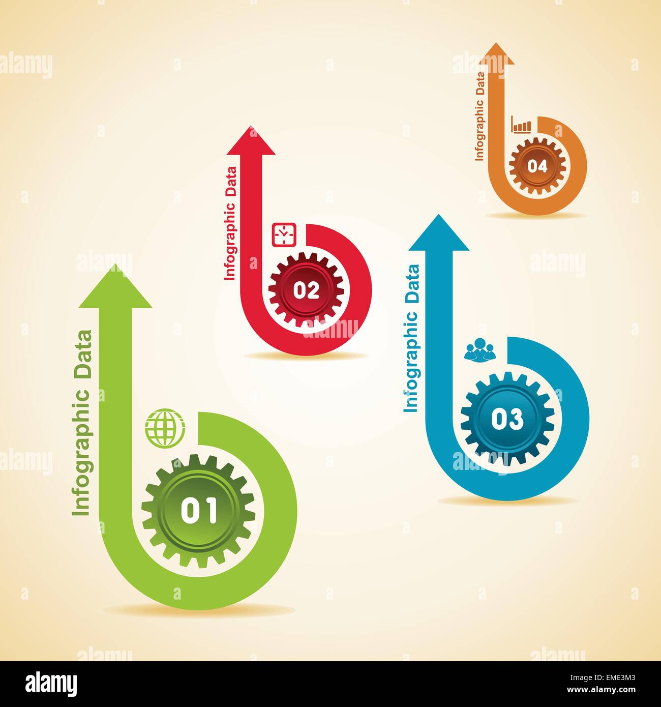 Illustration der kreativen Zahnräder Infografiken Optionen banner Stock Vektor