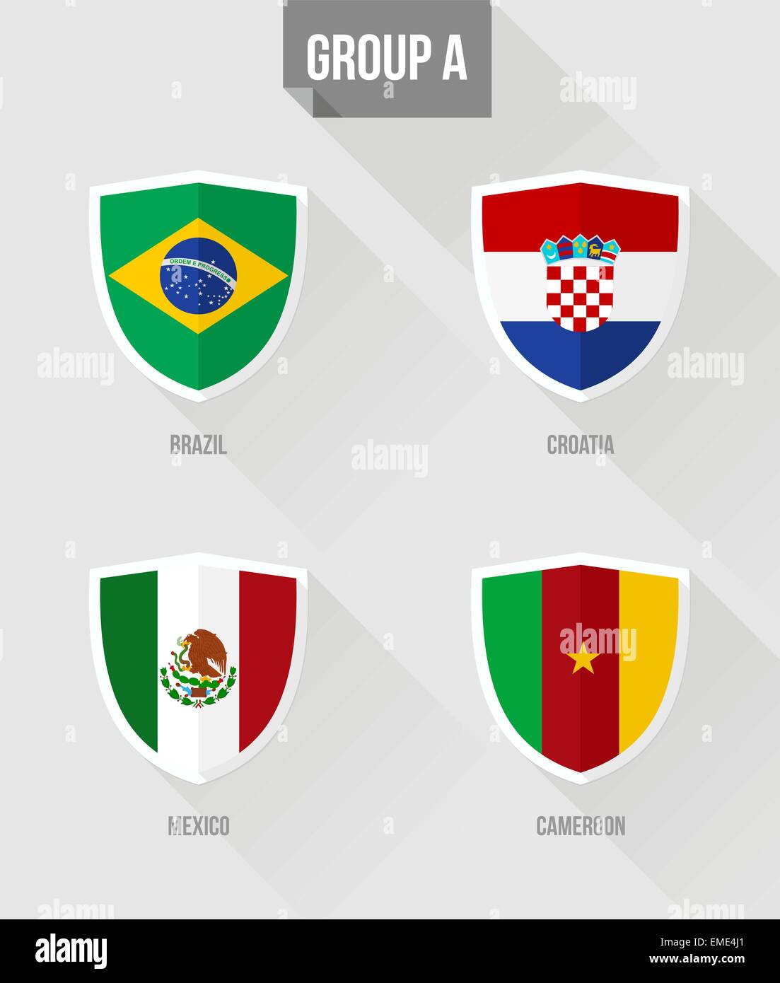 Brasilien Fussball Weltmeisterschaft 2014 Gruppe A Fahnen Stock Vektor