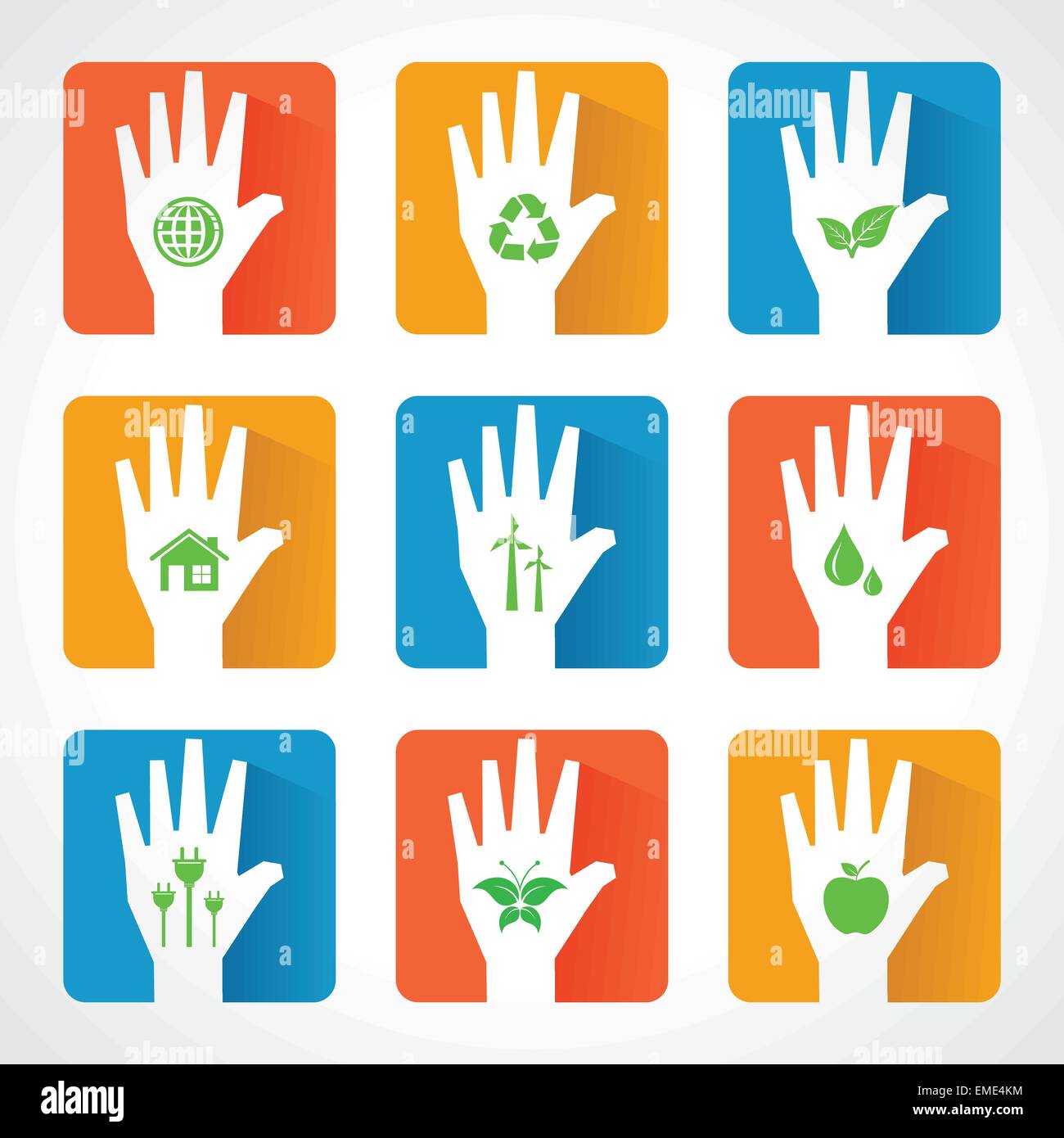 Gemeinsam für Ökologie-Konzept mit Händen - Vektor-illustration Stock Vektor