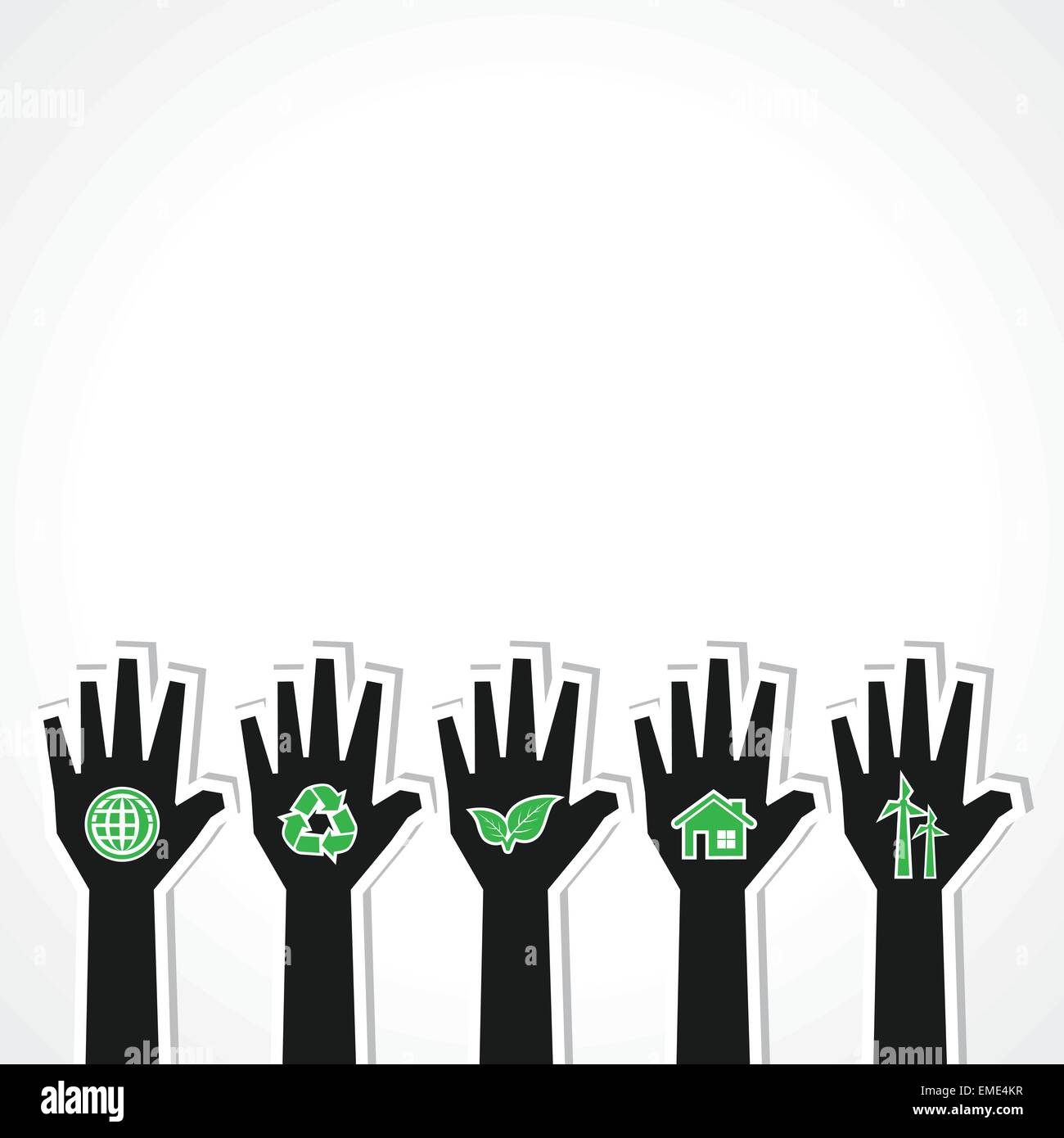 Gemeinsam für Ökologie-Konzept mit Händen - Vektor-illustration Stock Vektor