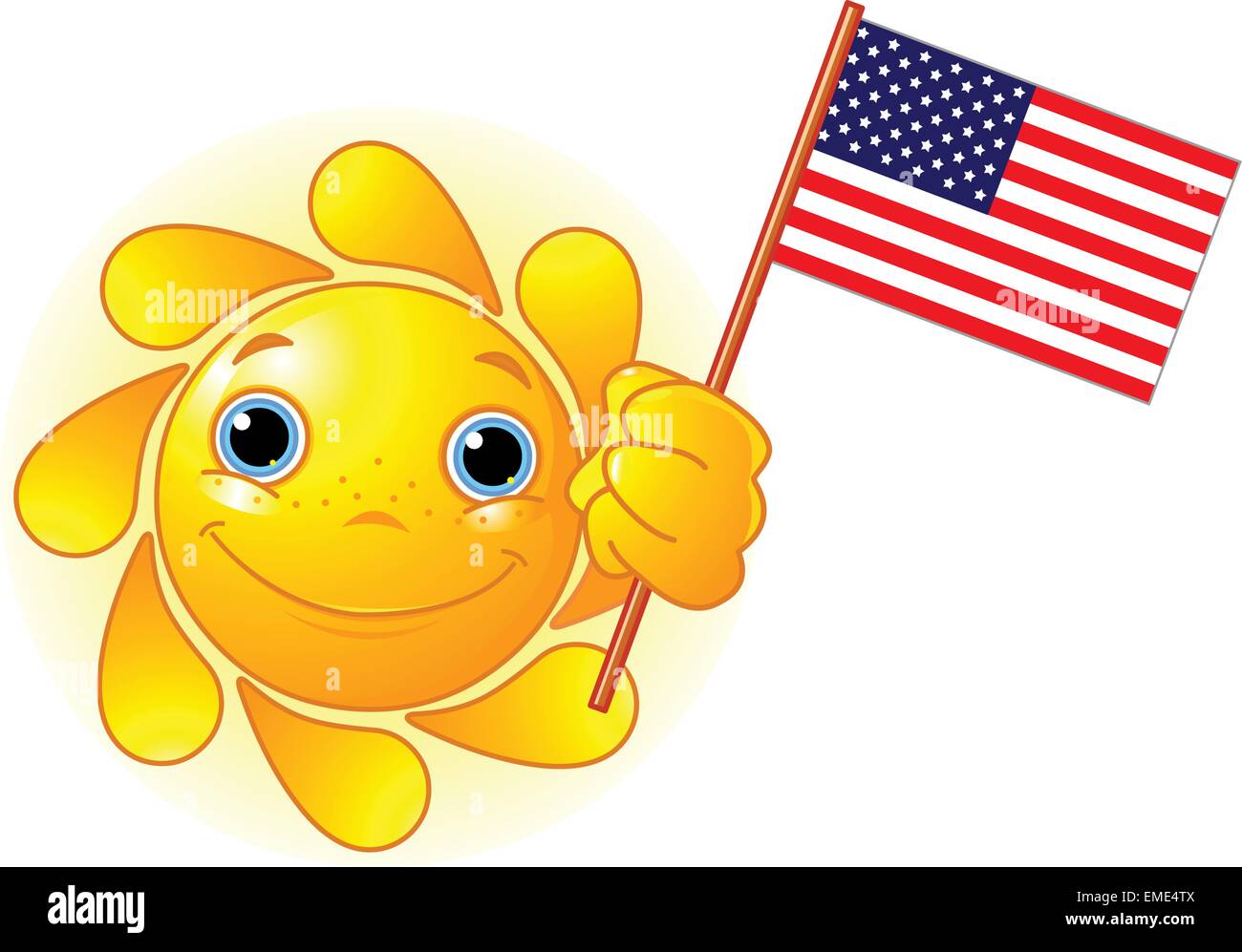 Sommersonne mit amerikanischen Flagge Stock Vektor