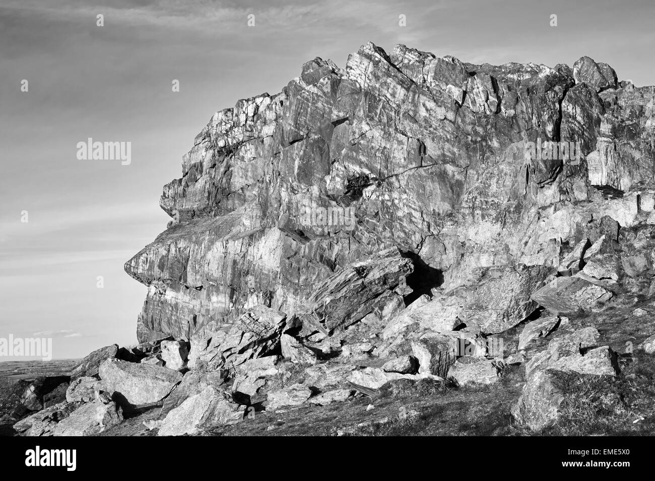 Blick auf den alten Mann von Beacon Hill natürliche Felsformation, Beacon Hill Country Park, Leicestershire. Stockfoto
