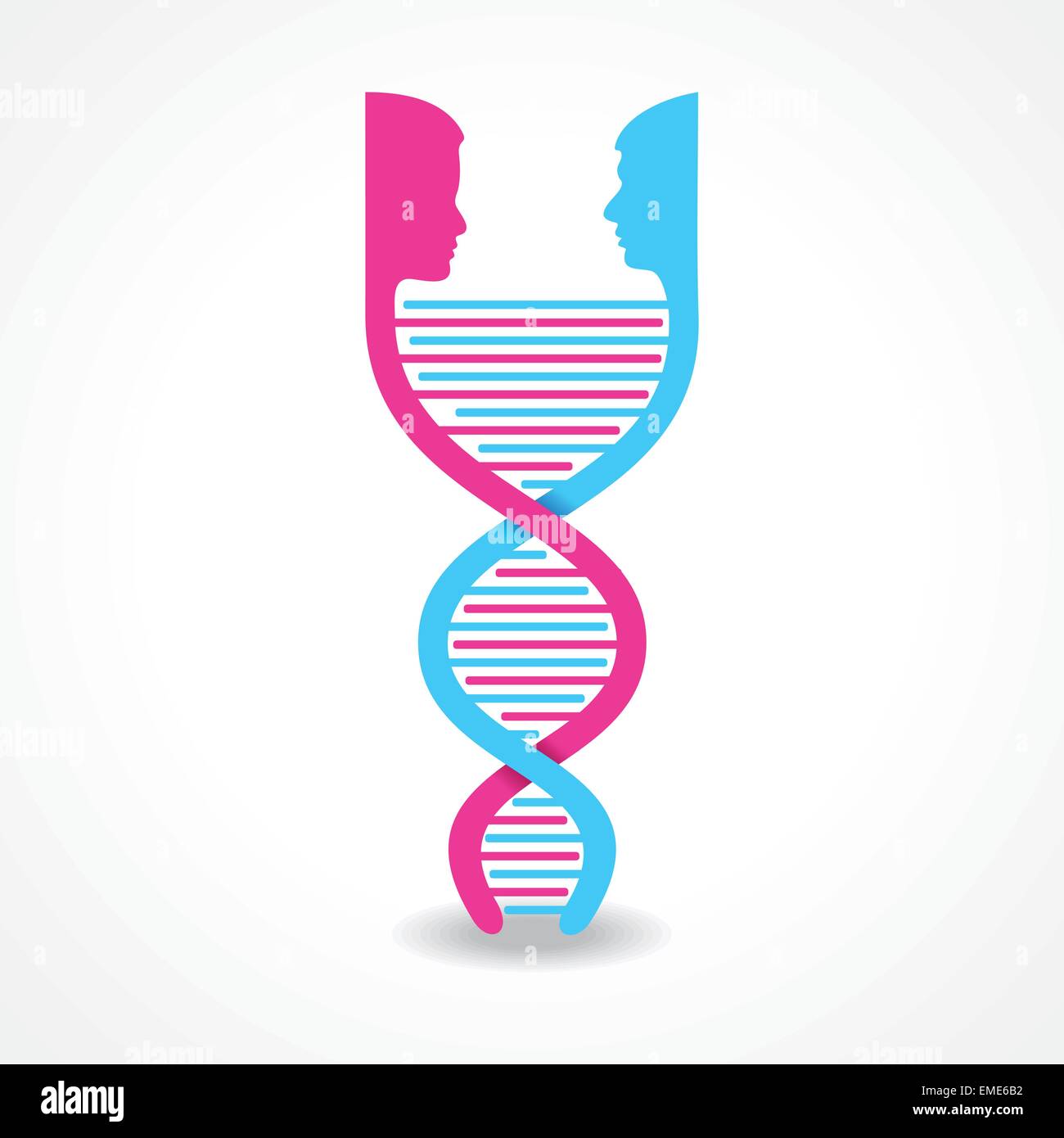männliche und weibliche Gesicht machen DNA-Strang Lager Vektor Stock Vektor