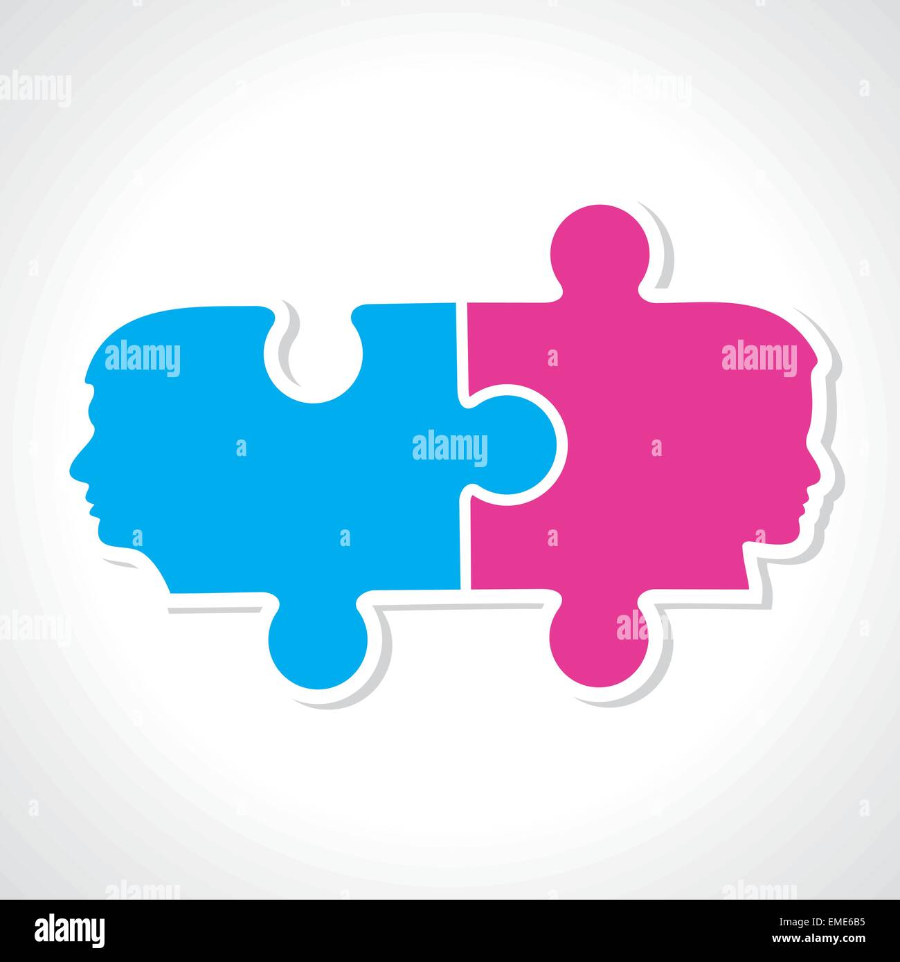 Männliche und weibliche Gesicht mit Puzzle Stücke Lager Vektor Stock Vektor