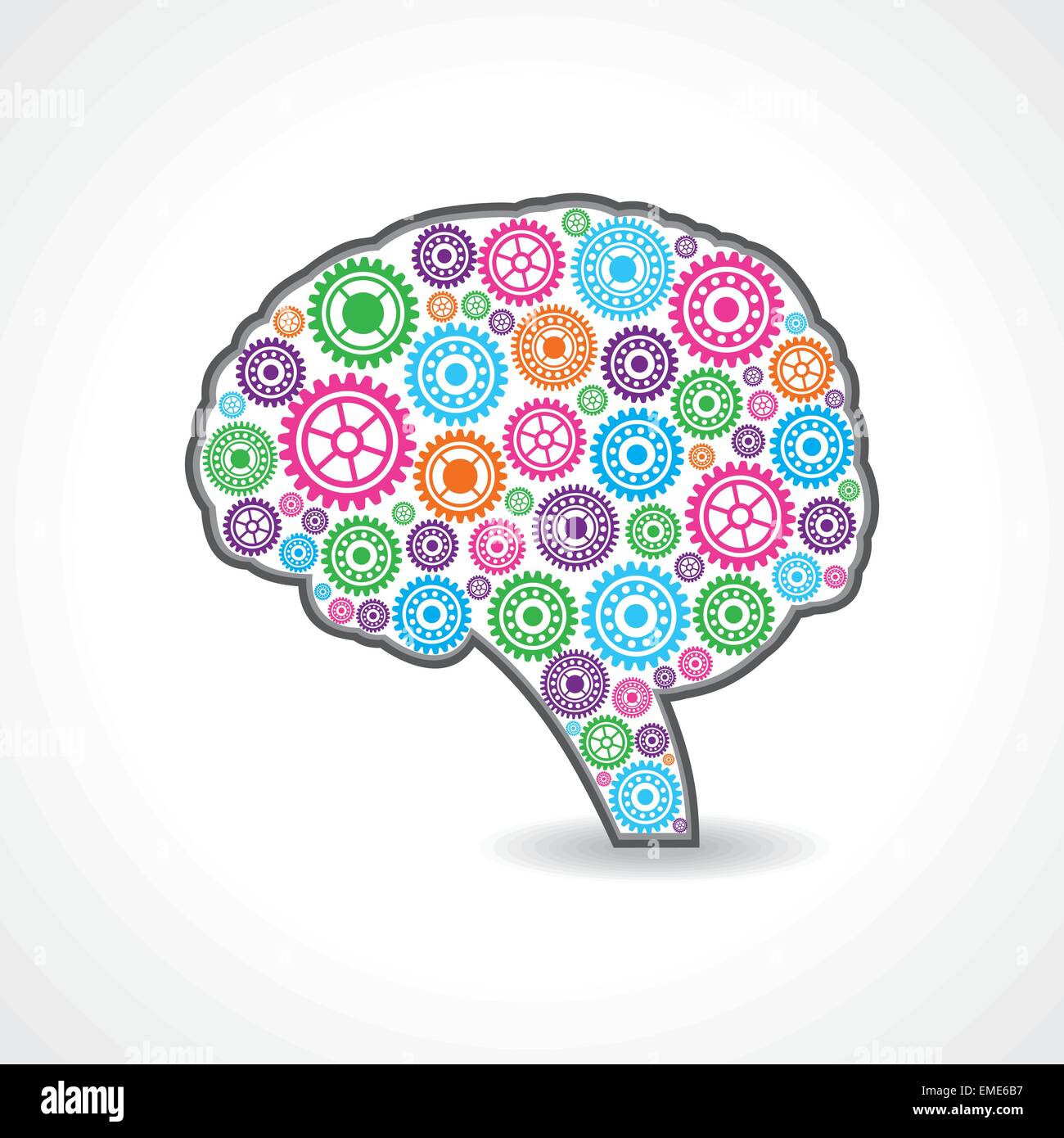 kreativer Kopf oder Gehirn mit bunten Zahnräder Lager Vektor Stock Vektor