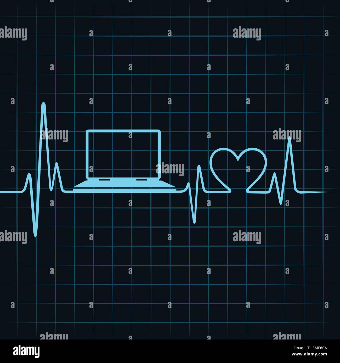Medizintechnik-Konzept, Herzschlag machen einen laptop Stock Vektor