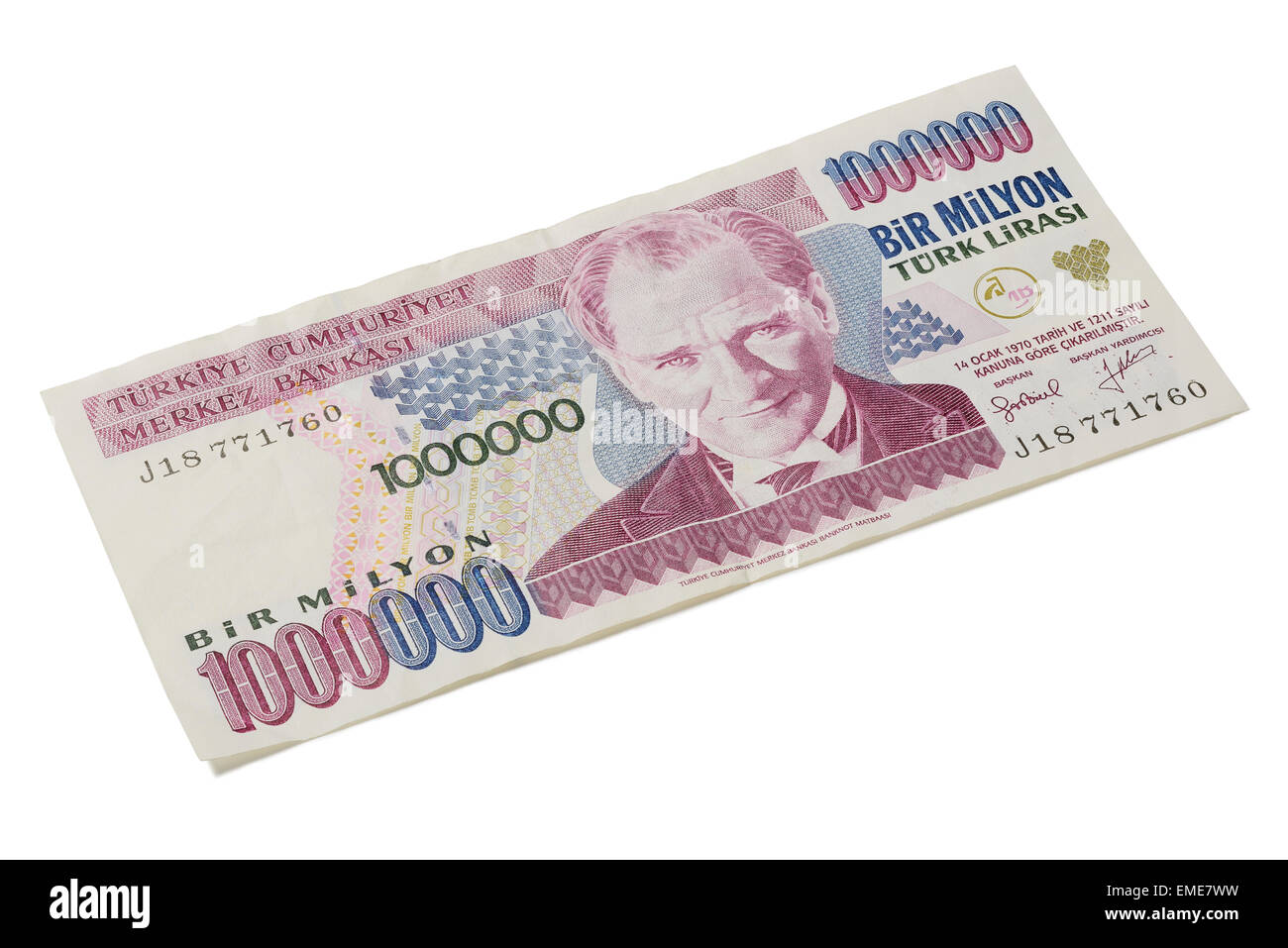 Eine 1 Million türkische Lira Banknote Stockfoto