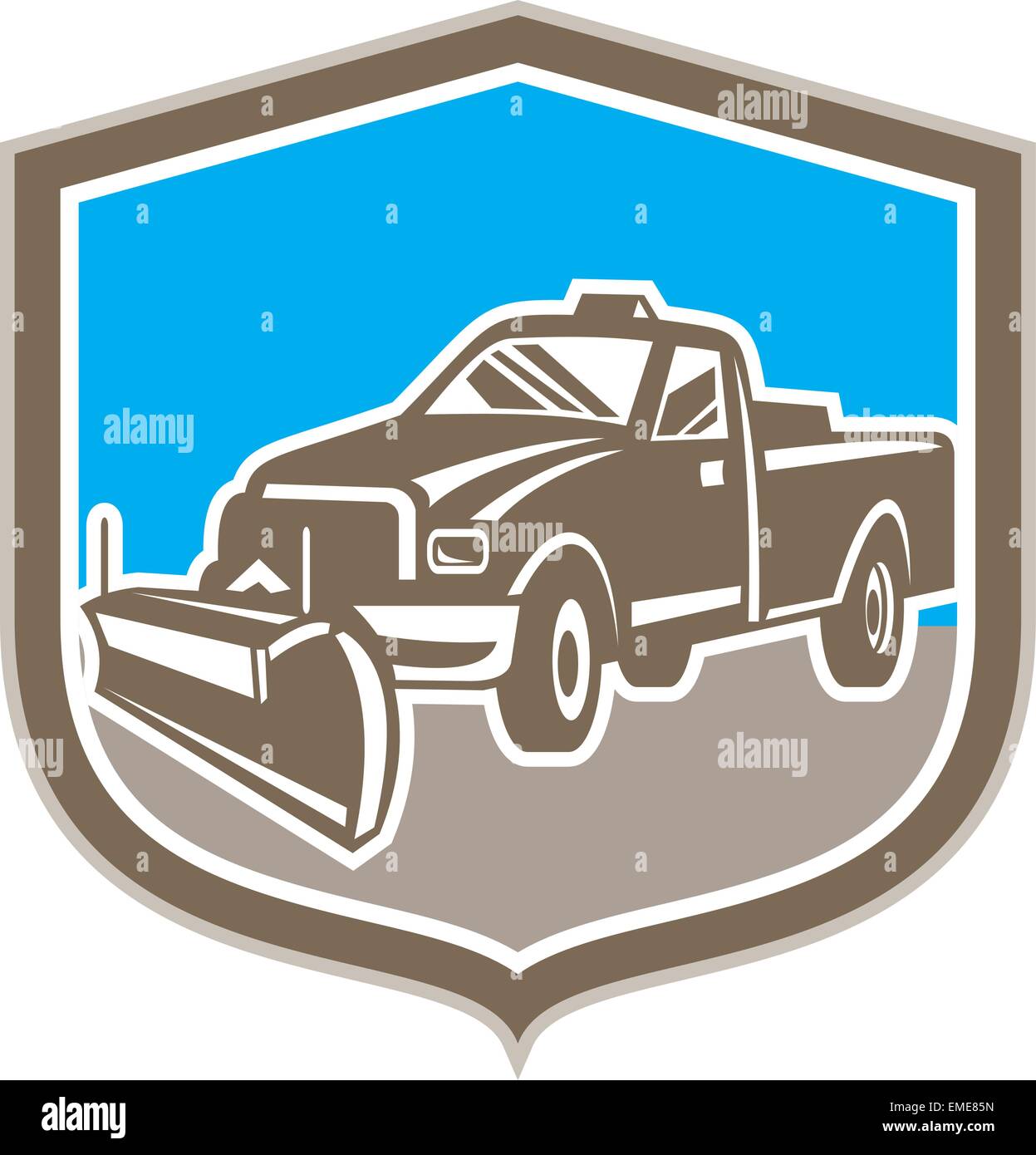 Schneepflug LKW Schild Retro Stock Vektor