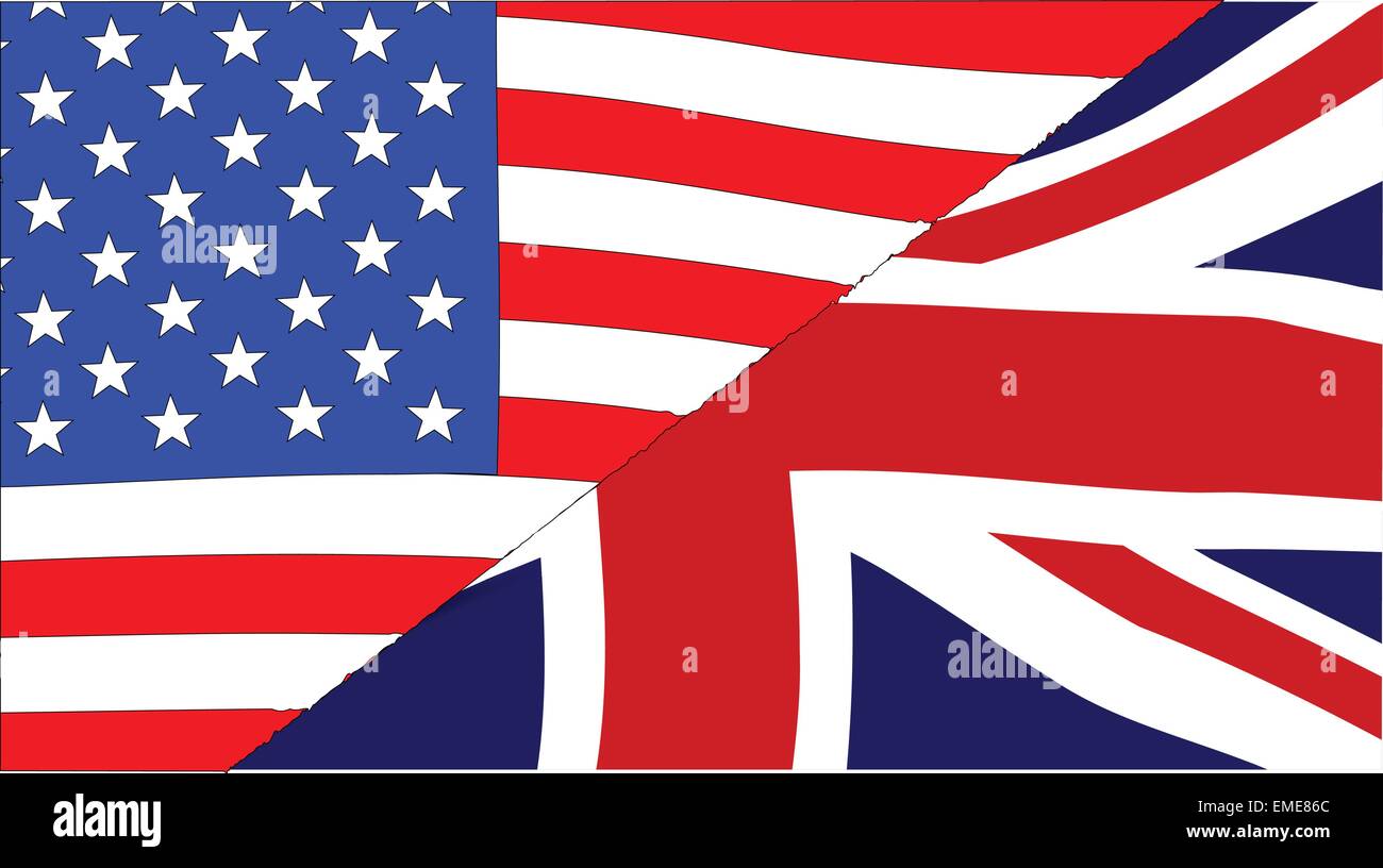 USA und britische Flaggen Stock Vektor