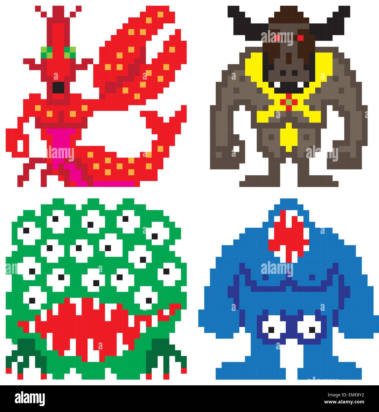 schlimmer Terror Horror Monster 8-Bit-Pixel-art Stock Vektor