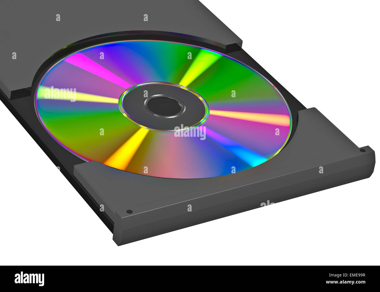CD- oder DVD-Laufwerk auf weißem Hintergrund, Abbildung Stockfoto