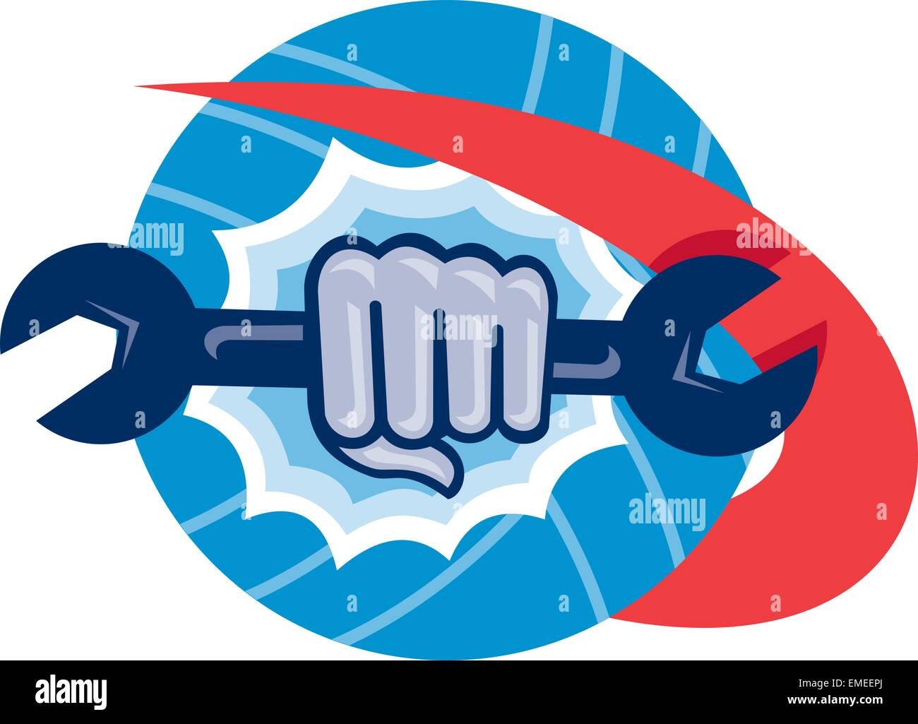 Mechanische Hand mit Spanner Stanzen Stock Vektor