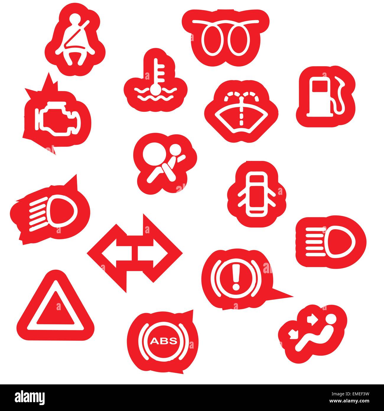 Fahrzeug-Dash-Warnsymbole Stock Vektor