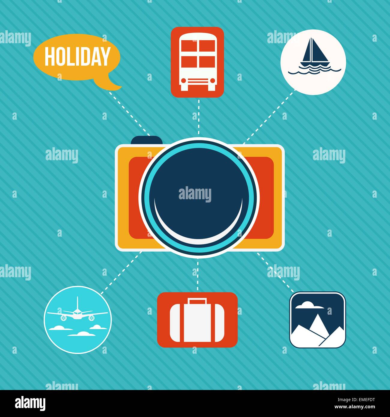 Satz von flachen Design-Konzept-Ikonen für Urlaub und Reisen Stock Vektor