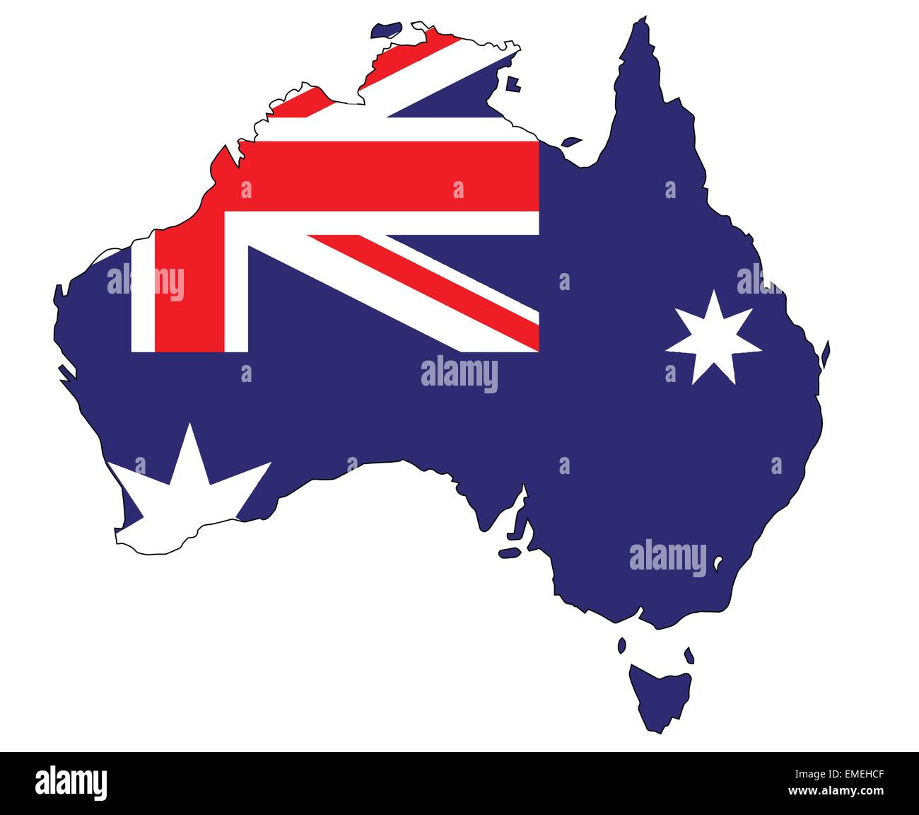 Australien Flagge Karte Stock Vektor