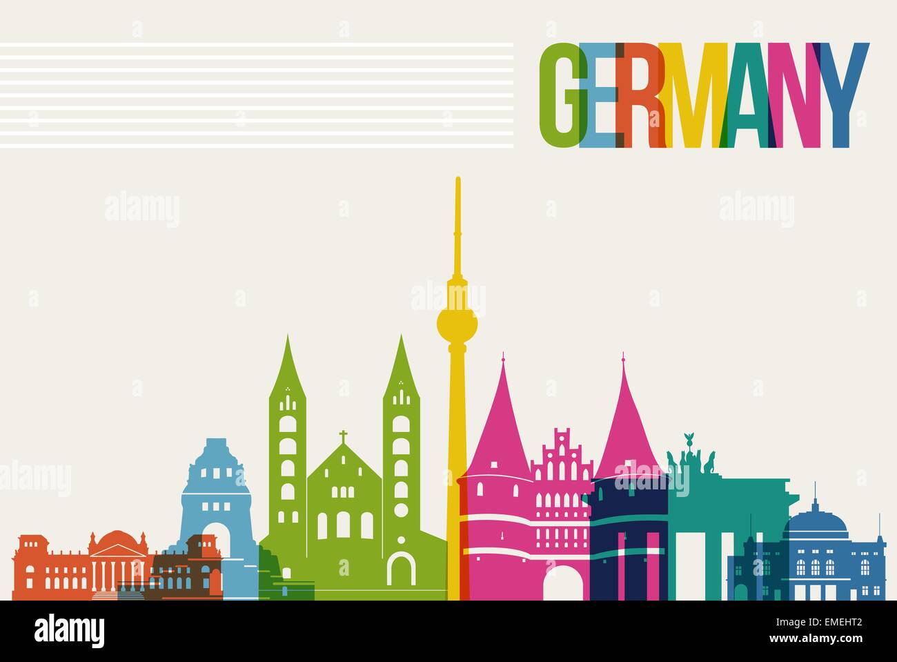 Reisen Sie Deutschland Ziel Sehenswürdigkeiten Skyline Hintergrund Stock Vektor