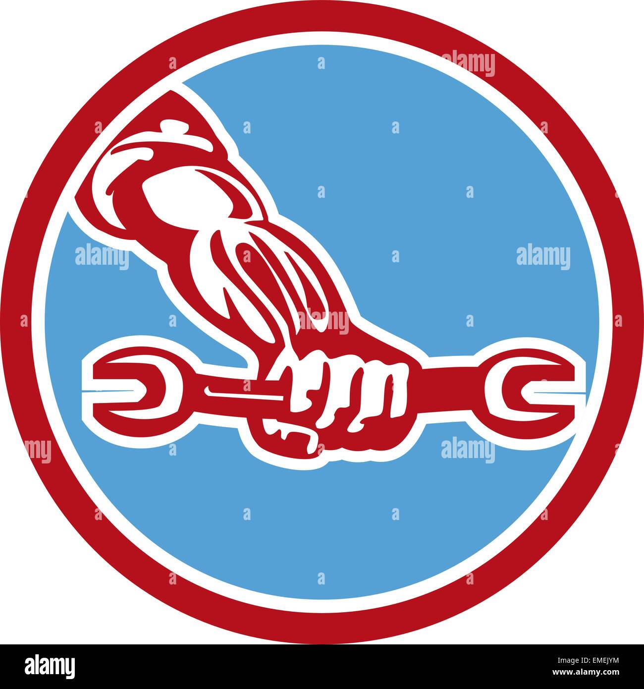 Mechanische Hand, die Spanner Kreis Retro Stock Vektor