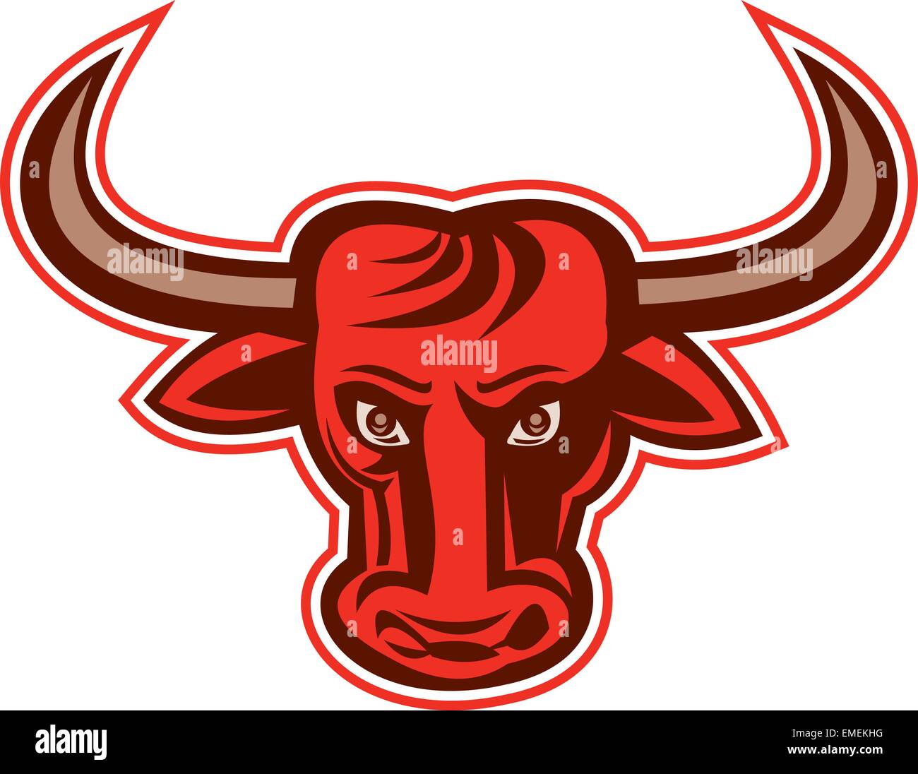 Angry Bull Kopf vorne Retro Stock Vektor