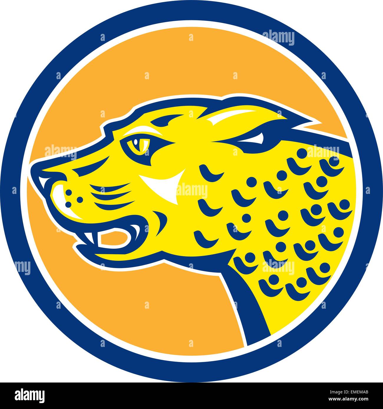 Jaguar-Kopf Seite knurrende Kreis Retro Stock Vektor