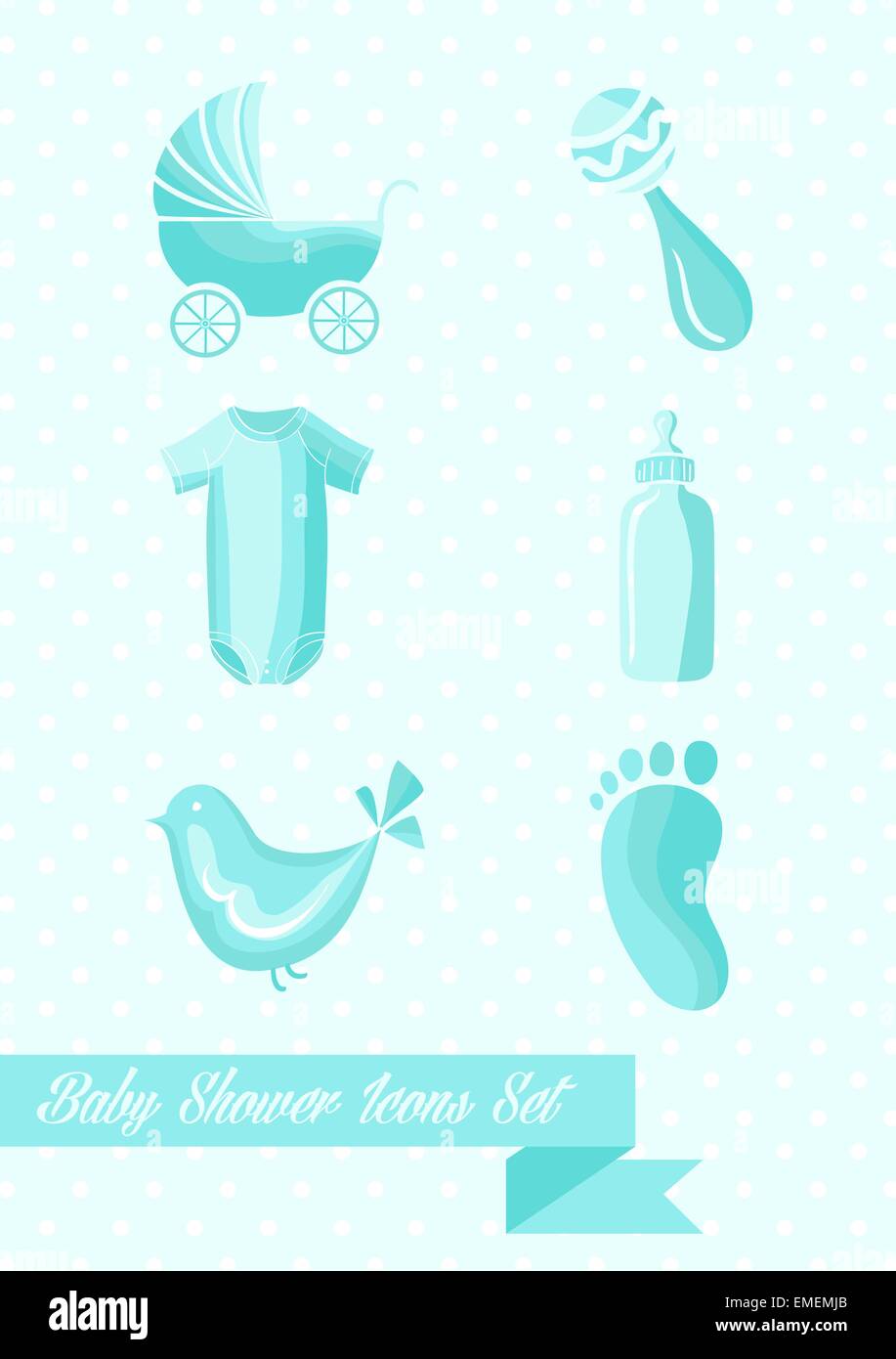 Baby Dusche Boy Icons set-design Stock Vektor