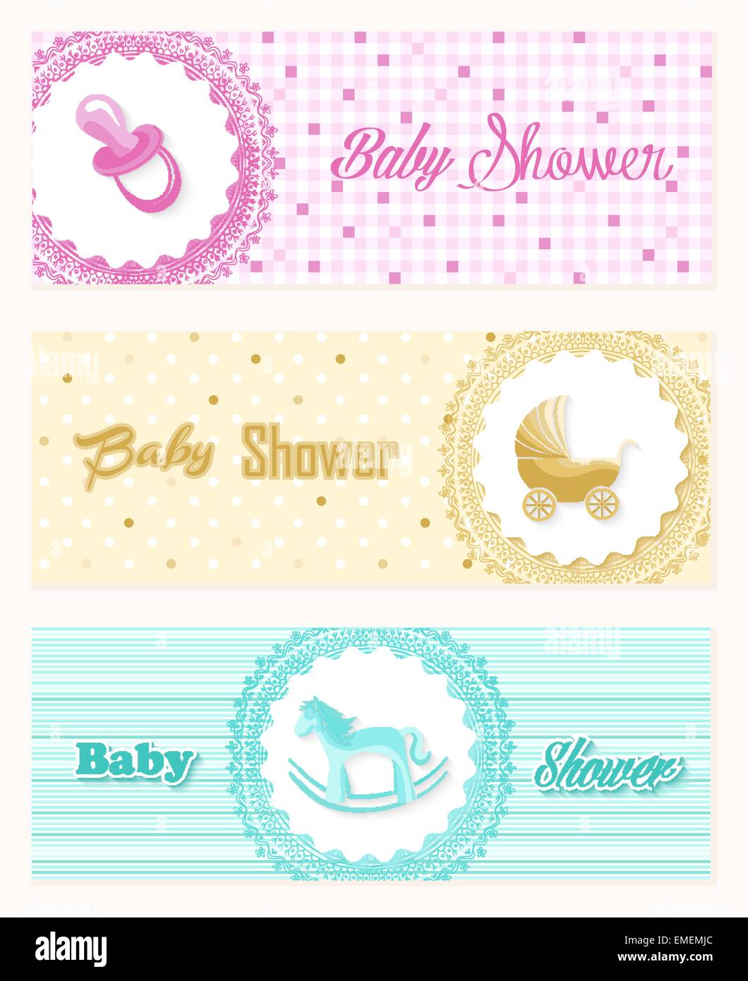 Baby-Dusche-Banner-set design Stock Vektor