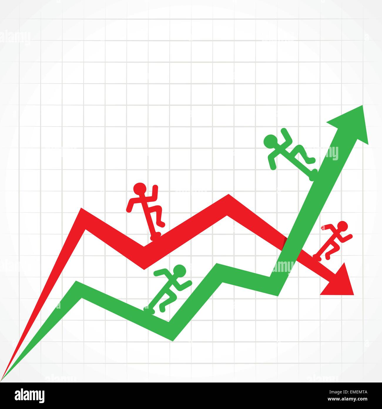 Nach oben und unten Business-Grafik mit laufenden Mann Lager Vektor Stock Vektor