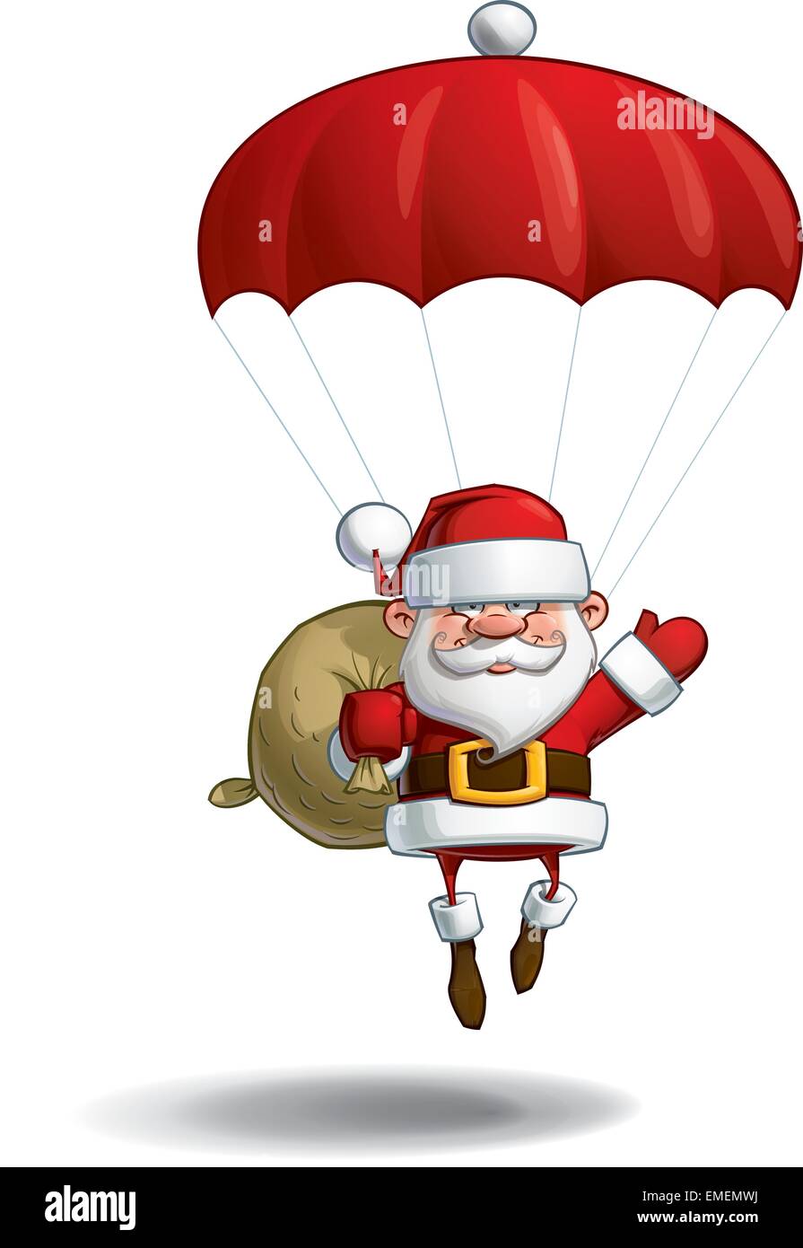 Happy Santa - Fallschirm Plünderung Geschenke Stock Vektor