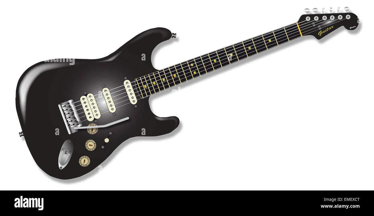 Solide schwarze Gitarre Stock Vektor