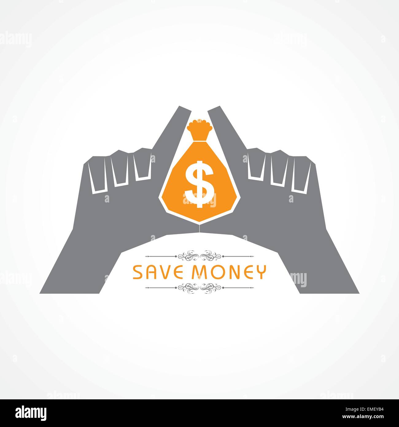 Sparen Sie Geld-Konzept - Hände schützen Beutel mit Geld-Vektor-illustration Stock Vektor