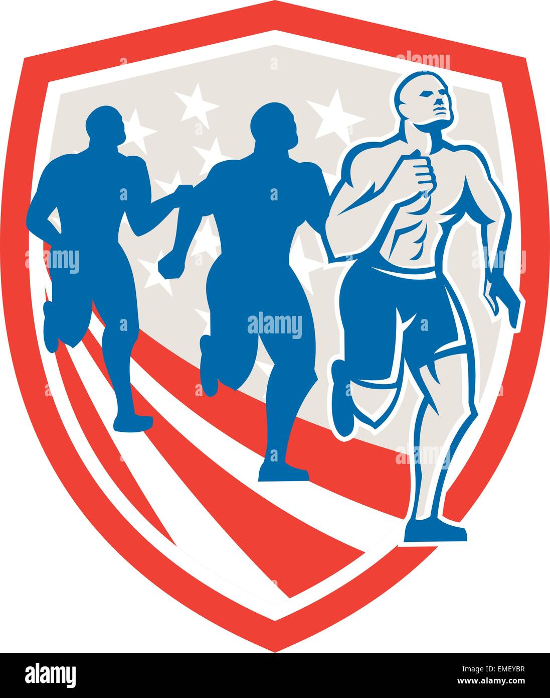 Amerikanischen Crossfit Läufer USA Flagge Retro Stock Vektor