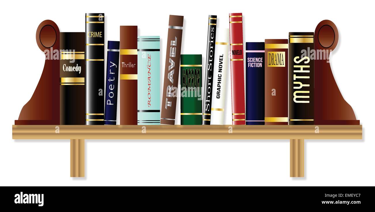 Genre-Bücherregal Stock Vektor