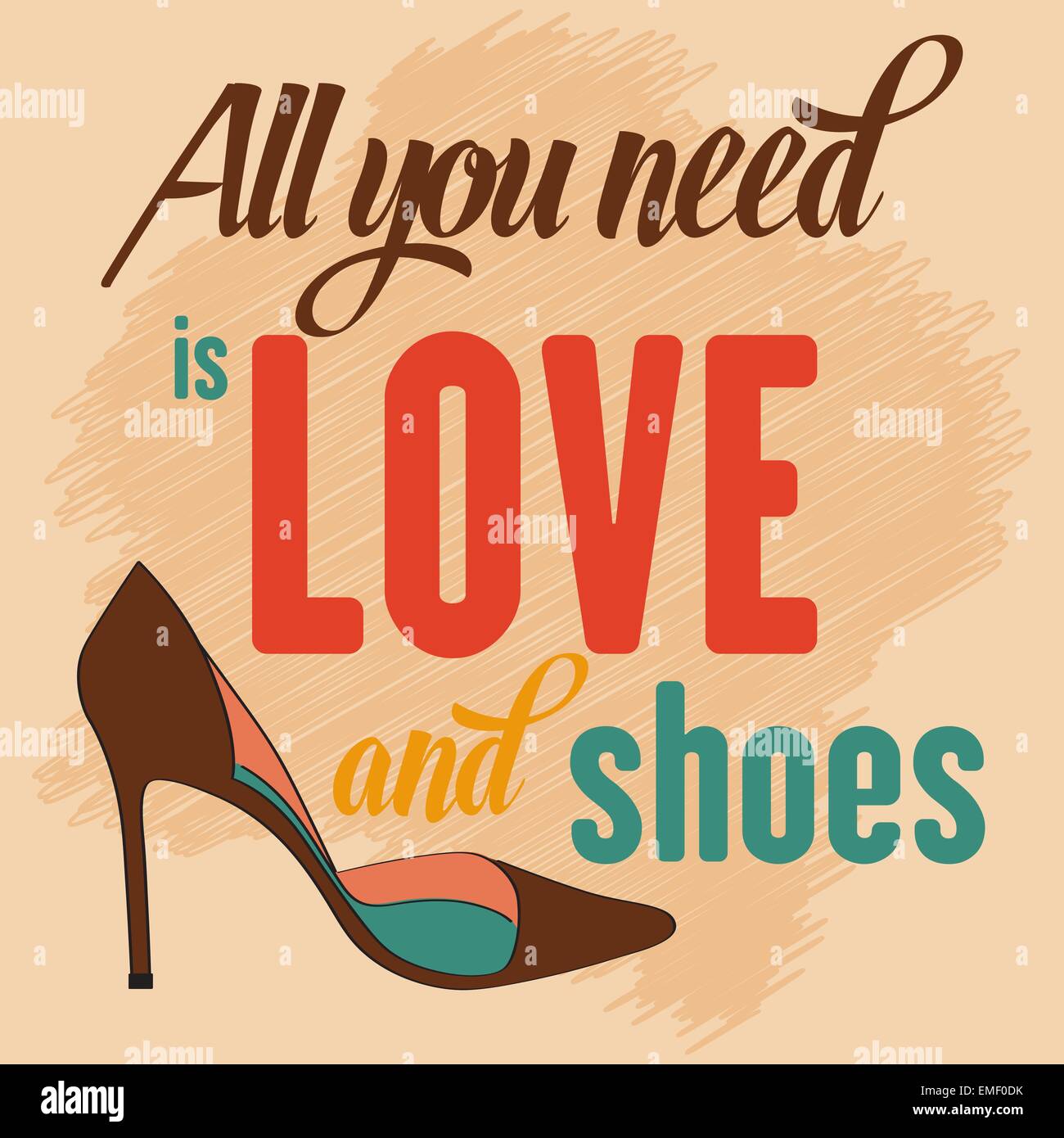 Zitat von typografische Hintergrund über Schuhe Stock Vektor
