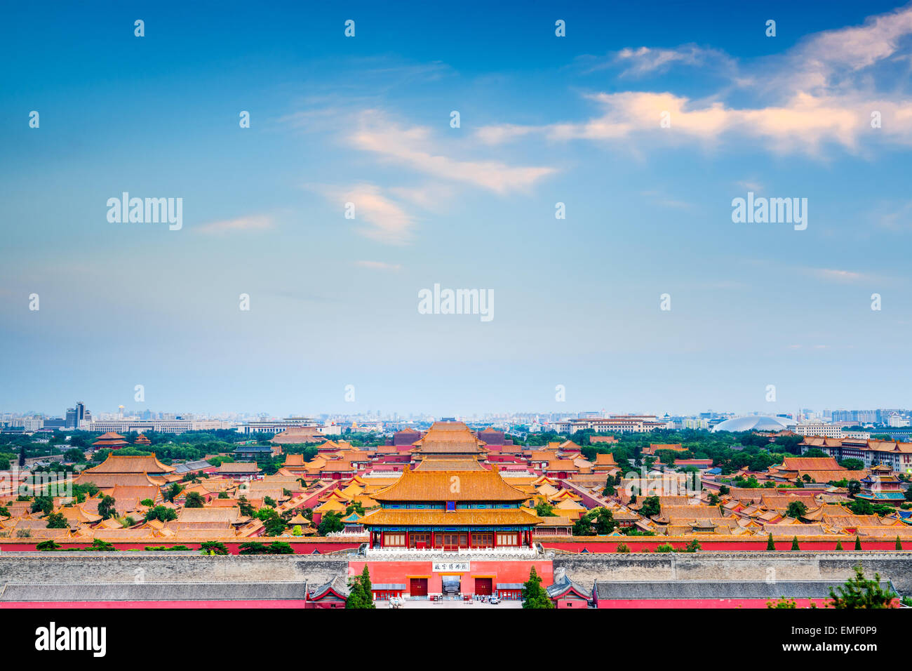 Peking, China mit Blick auf die Verbotene Stadt. Stockfoto