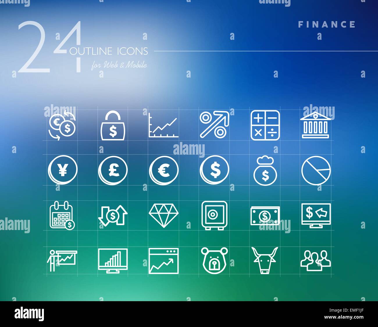 Finanzieller Überblick Icons set Stock Vektor