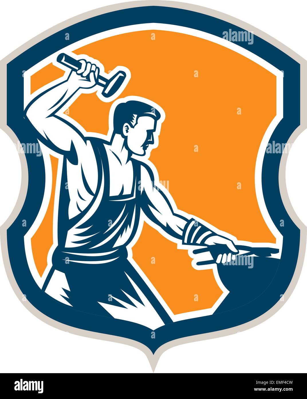 Schmied hämmern Zange Schild Retro Stock Vektor