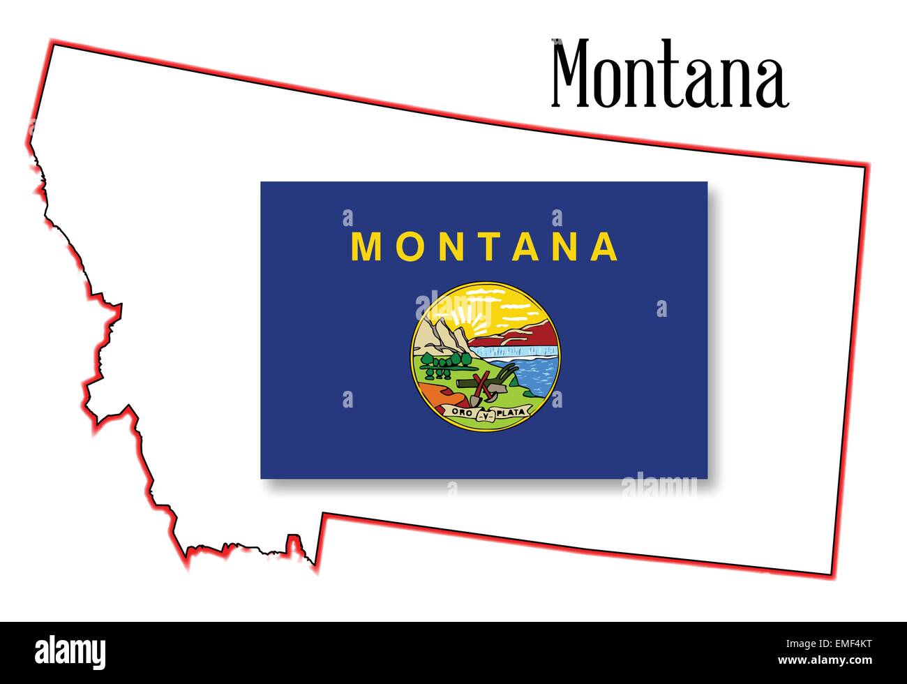Montana State Karte und Flagge Stock Vektor