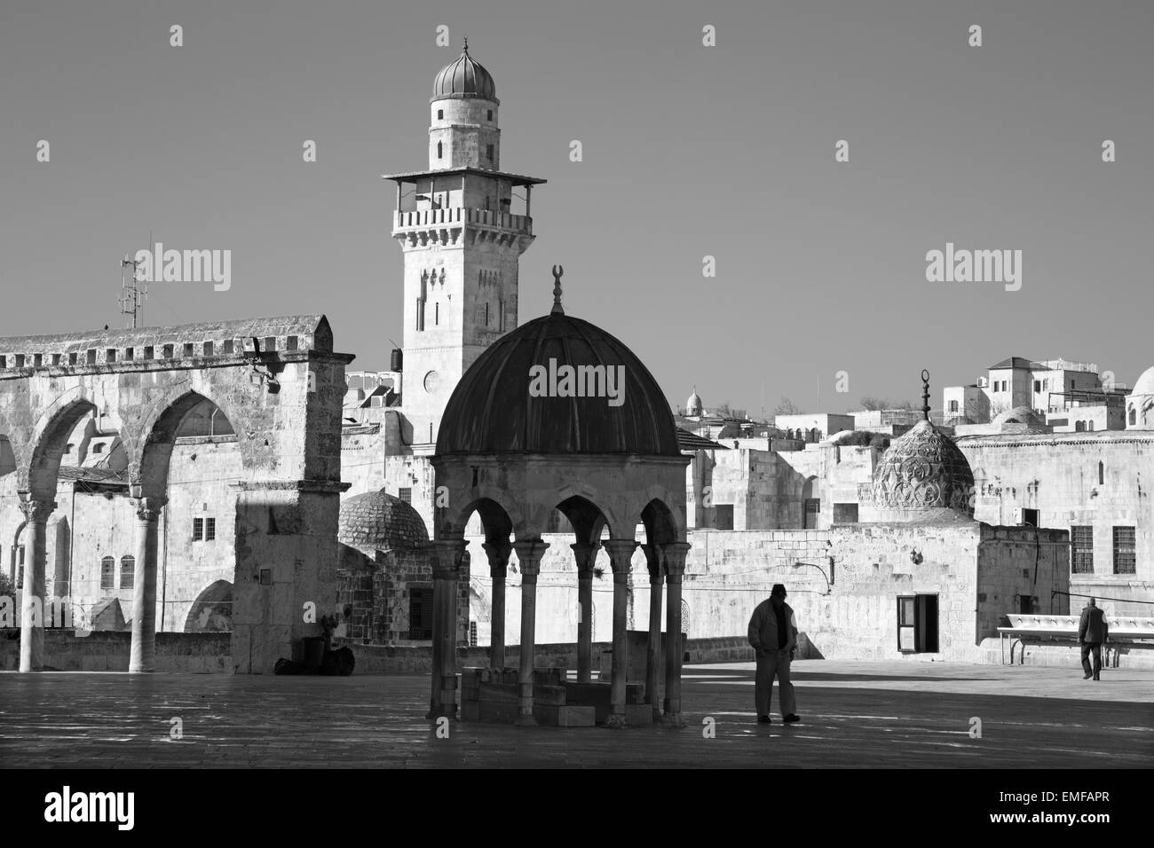 JERUSALEM, ISRAEL - 5. März 2015: Der Blick aus dem Tempelberg Westen im Morgenlicht. Stockfoto