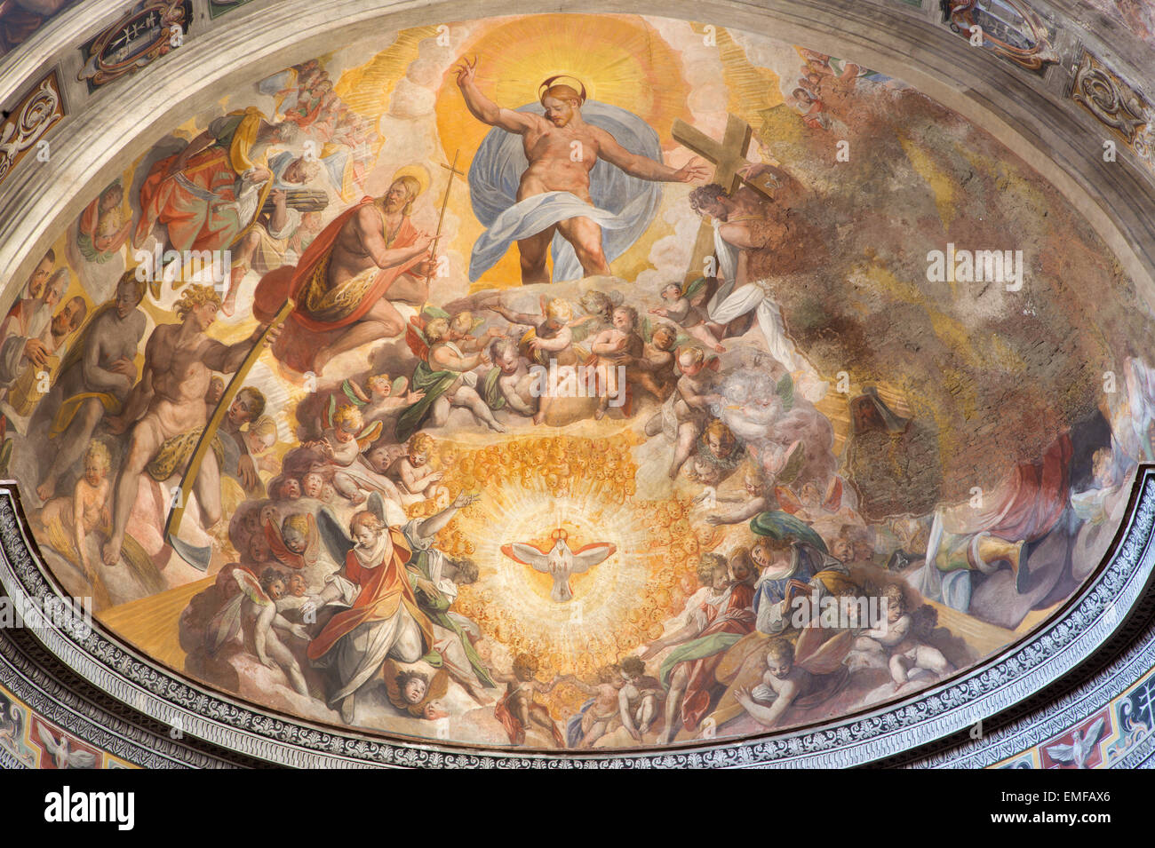 Rom - Jesus in den Himmel mit der St. Johannes der Täufer und st. Peter Fresko in der Hauptapsis der Kirche Santo Spirito in Sassia Stockfoto