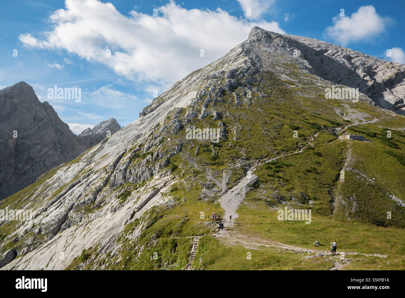 Alpen - Aufstieg zum Watzmann-Gipfel vom Watzmannhaus chalet Stockfoto