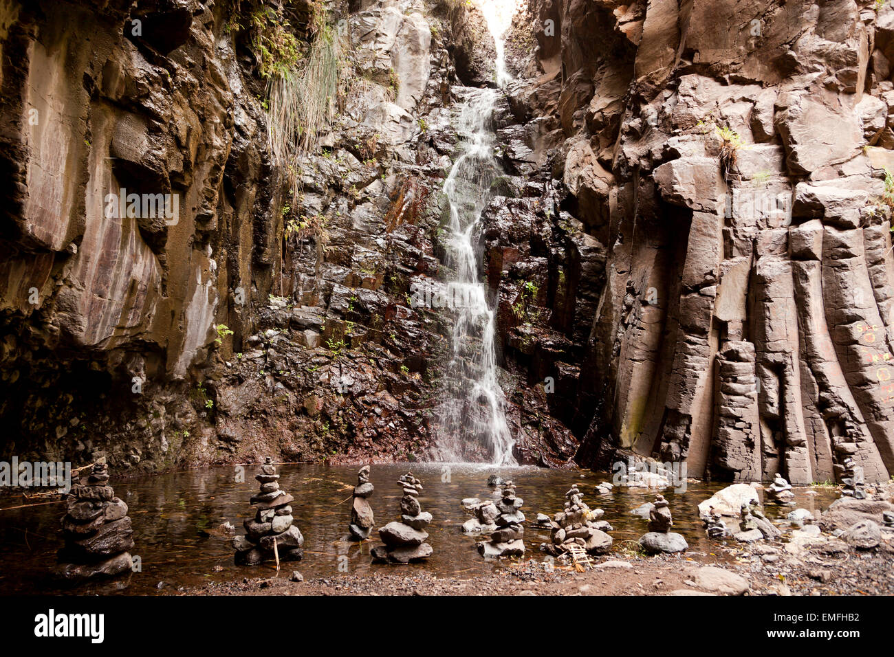 Wasserfall, Valle Gran Rey, La Gomera, Kanarische Inseln, Spanien, Europa Stockfoto