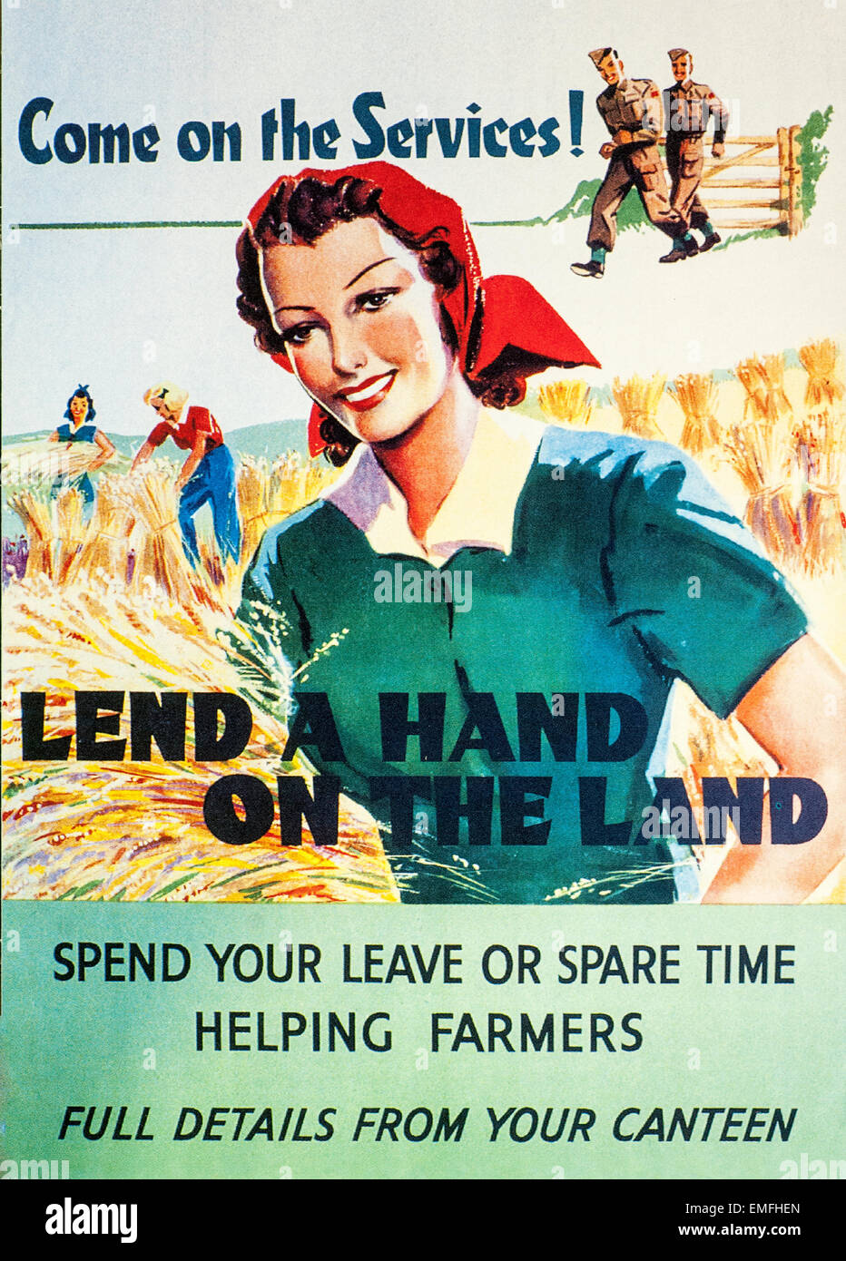 Eine 2. Weltkrieg Werbung für Hilfe auf dem land Stockfoto