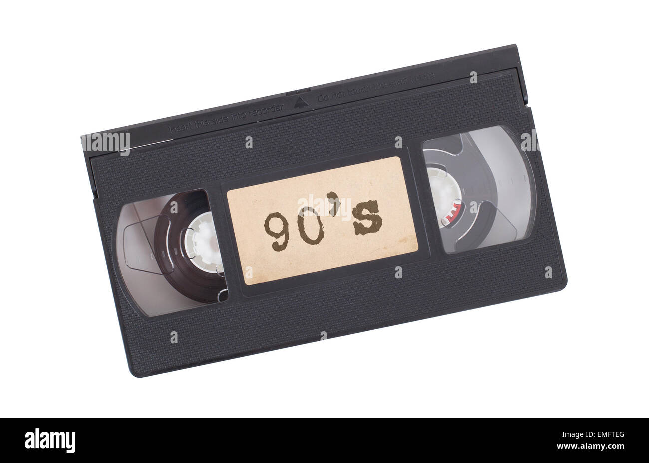 Retro-Videoband isoliert auf einem weißen Hintergrund - 90er Jahre Stockfoto