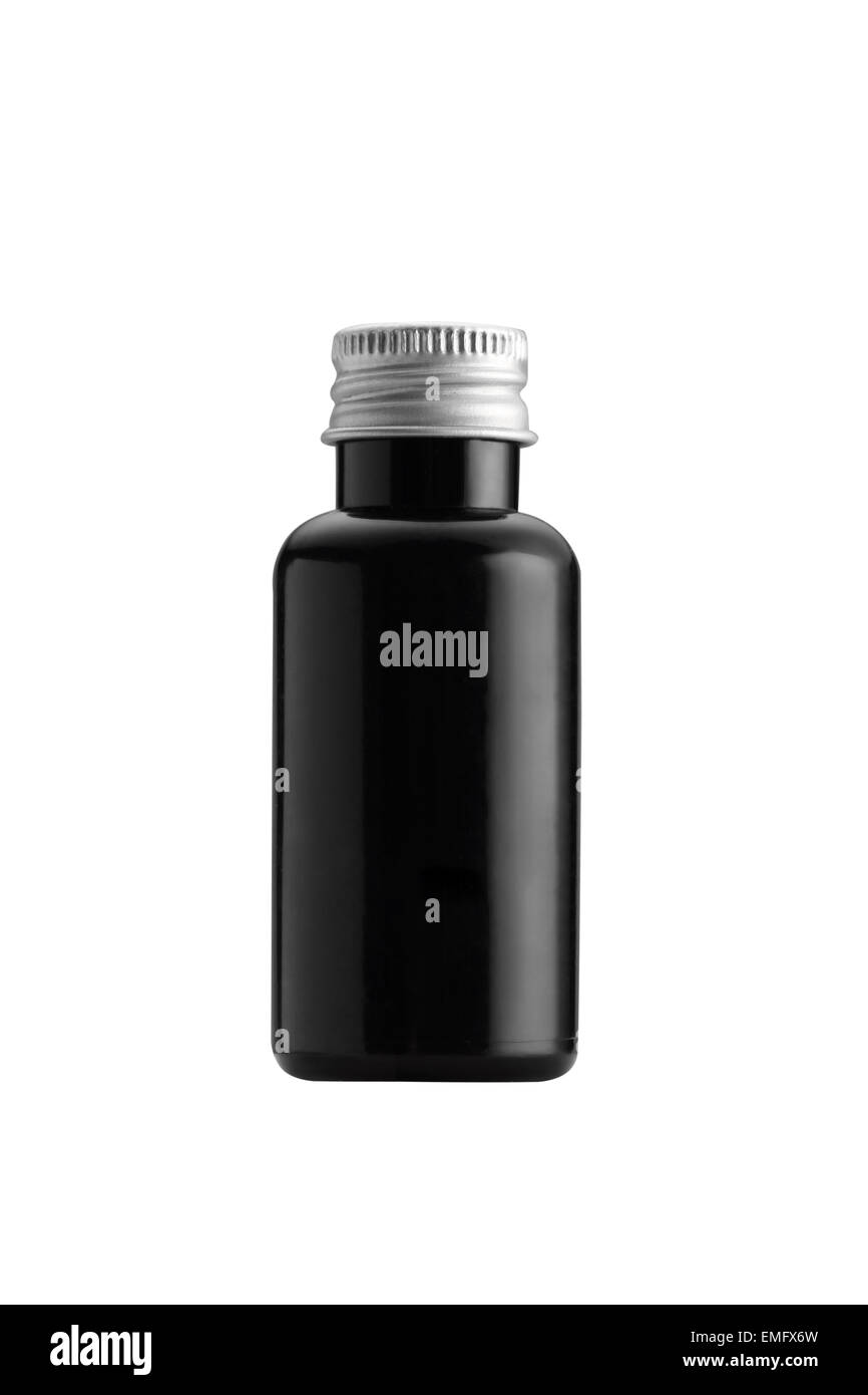 Das kleine schwarze Farbe Flaschenverpackung isoliert auf weißem Hintergrund Stockfoto