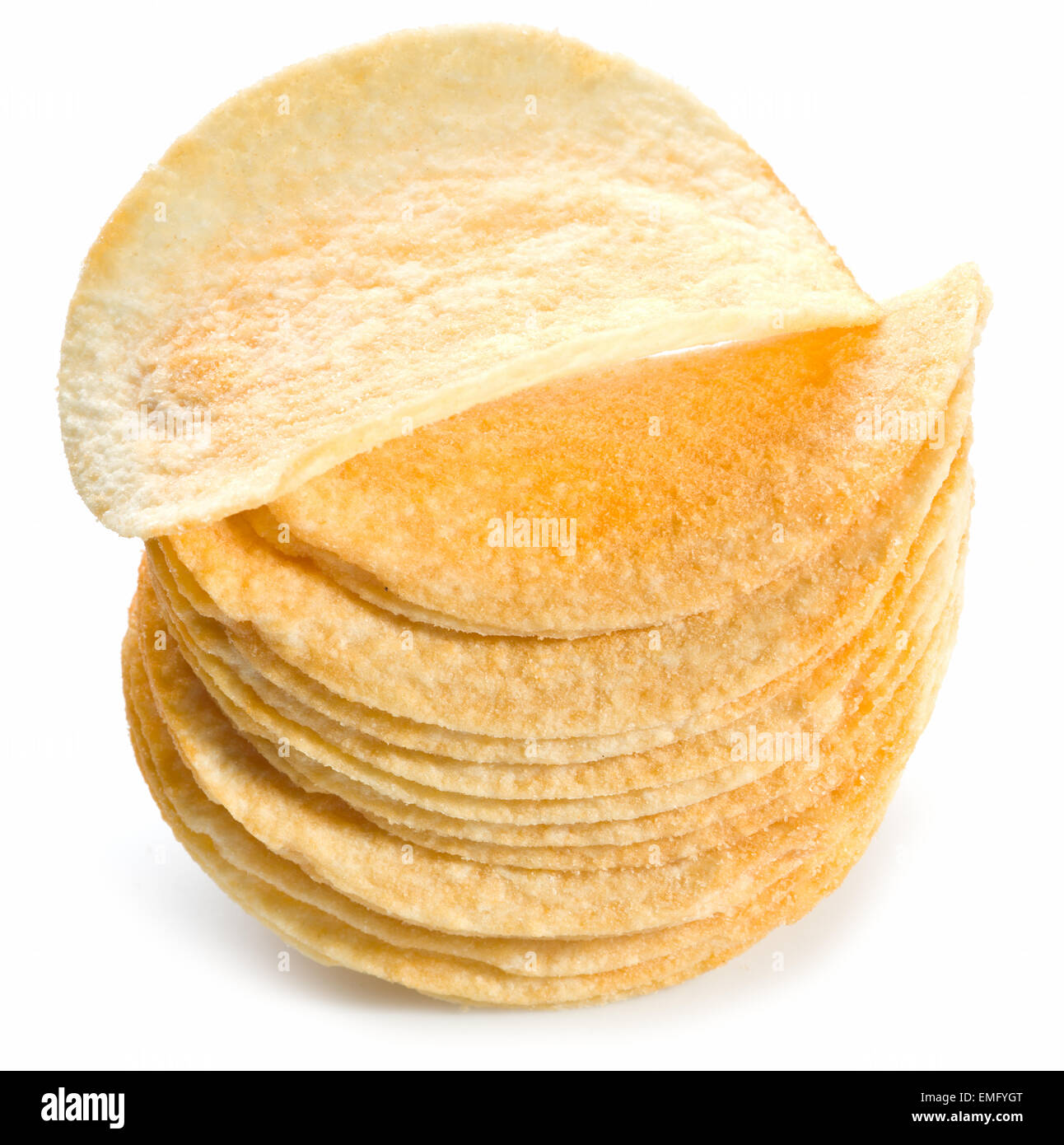 Kartoffel-Chips isoliert weißen Hintergrund. Stockfoto