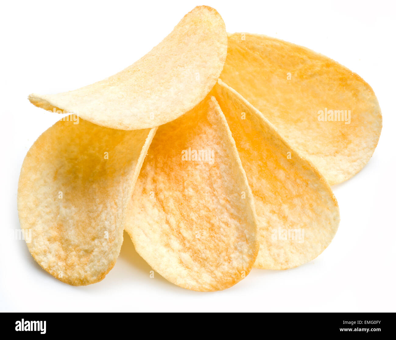 Kartoffel-Chips isoliert weißen Hintergrund. Stockfoto